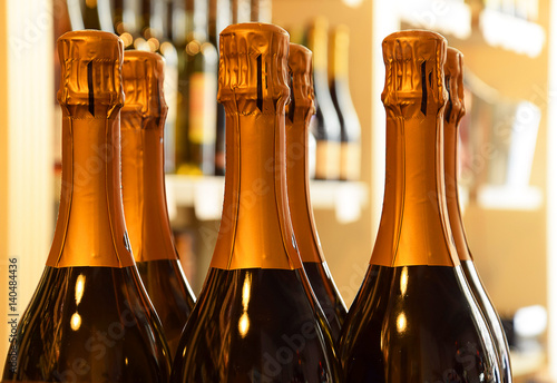 Wine bottles in wine store