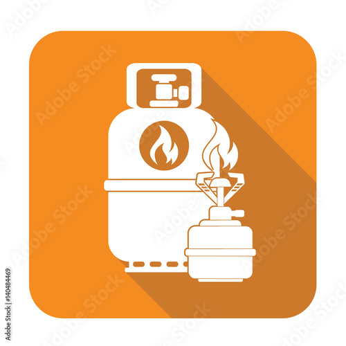Camping stove with gas bottle icon