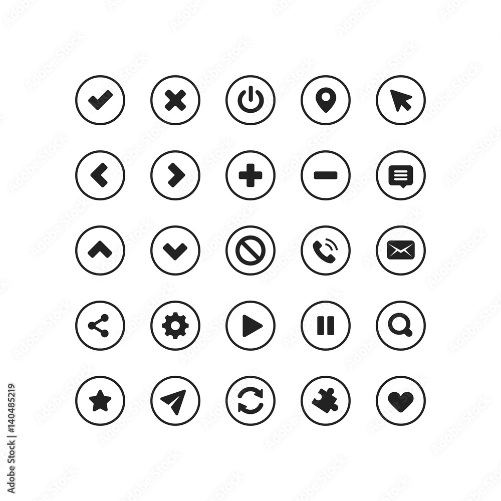 Web Application Navigation Interface Icon Vector Set Web Application Navigation Interface Icon Vector Set