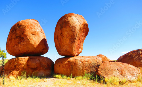 Devils Marbles rock boulder formations in the red centre, outback, australia photo