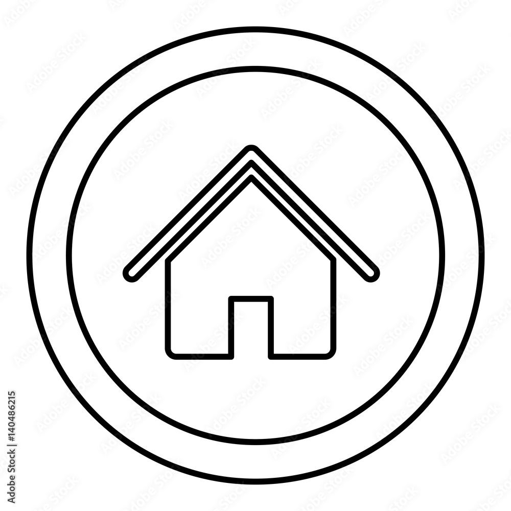 silhouette circular frame with contour house icon vector illustration silhouette circular frame with contour house icon vector illustration