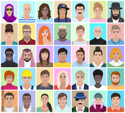 Portraits of different people, vector illustration