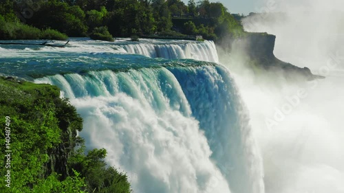 Niagara Falls in spring, a popular spot among tourists from all over the world. The view from the American side. ProRes HQ 422 10 bit video