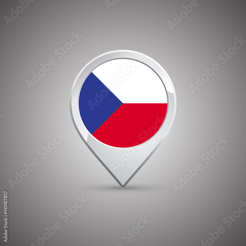 round location pin with flag of czech republic