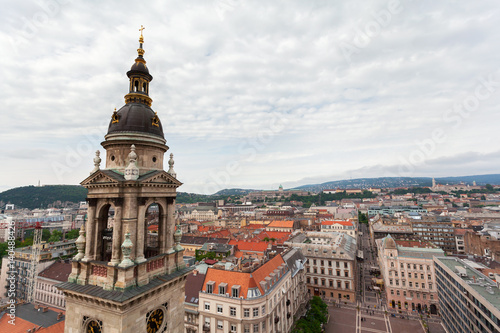 Basilica of Saint Istvan in Budapest, Hungary. Panorama of the city from the dome of the cathedral.