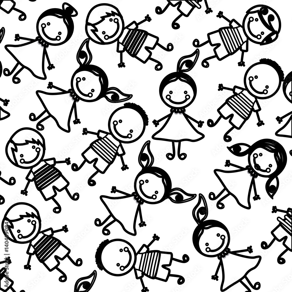 sketch silhouette pattern children decorative design vector illustration