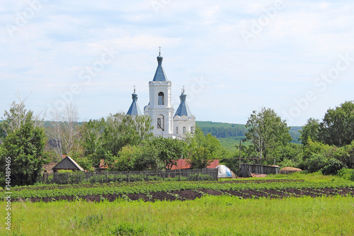 rural landscape of the garden and the Church