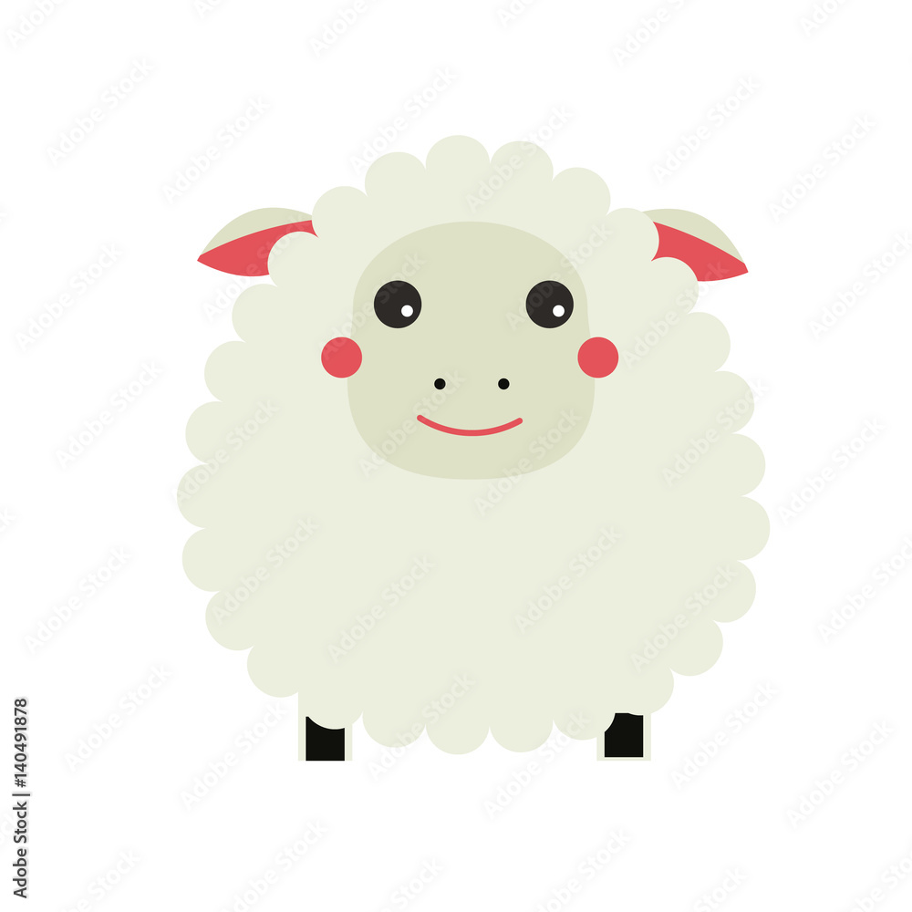 Fototapeta premium Cute sheep cahracter. Lamb. Children style, isolated design element, vector illustration.