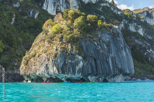 Travel in the south of Chile over the sea, marble cathedrals, marble chapels, Chilean patagonia.