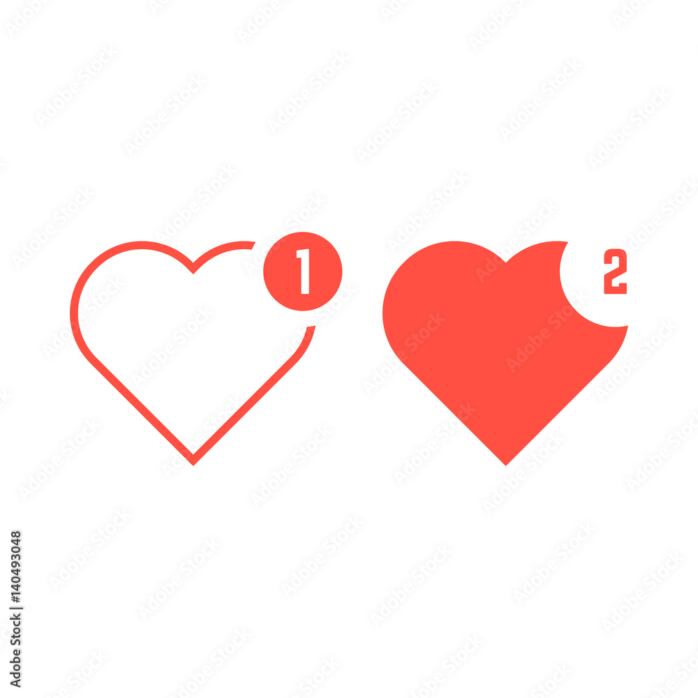 red hearts icons like notification