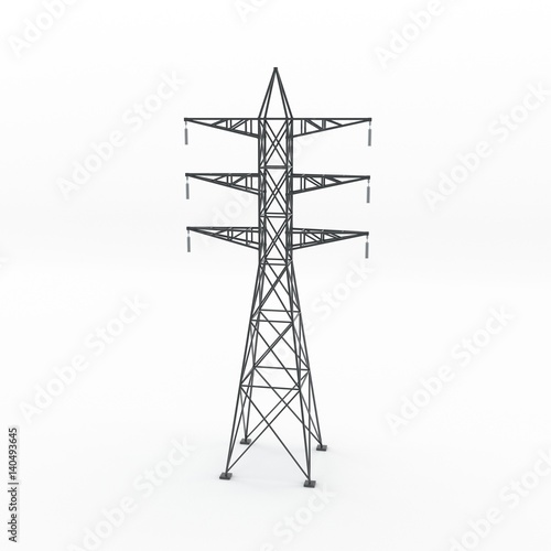 Canvas Print Power transmission tower. 3D rendering illustration.