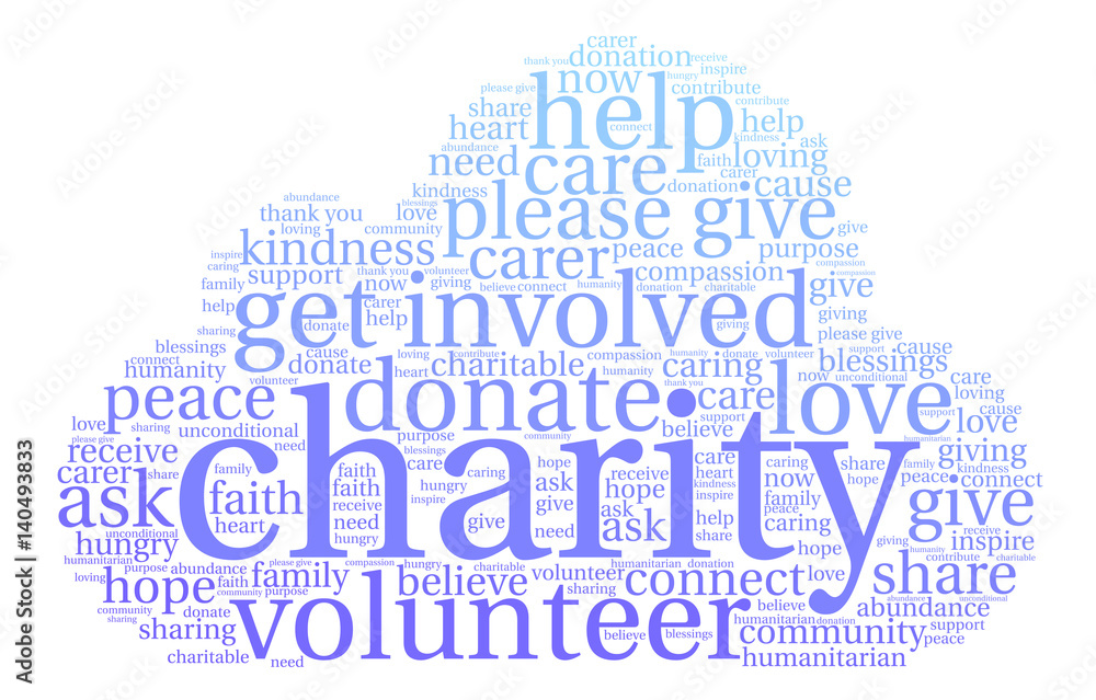 Obraz premium Charity Word Cloud on a white background. 