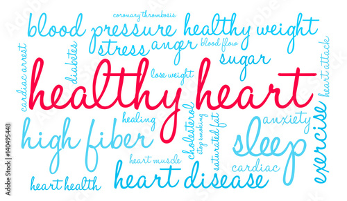 Healthy Heart Word Cloud on a white background. 