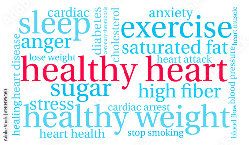 Healthy Heart Word Cloud on a white background. 