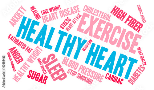 Healthy Heart Word Cloud on a white background. 