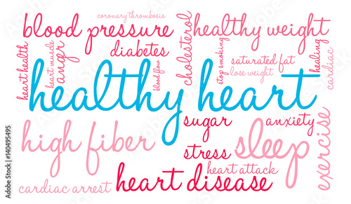 Healthy Heart Word Cloud on a white background. 