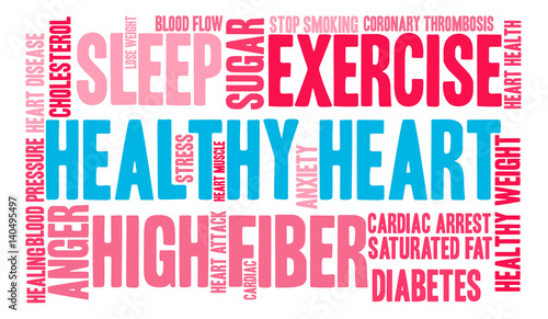 Healthy Heart Word Cloud on a white background. 