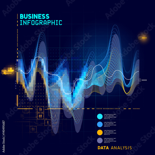 A detailed and technical business graph infographic element. Vector illustration