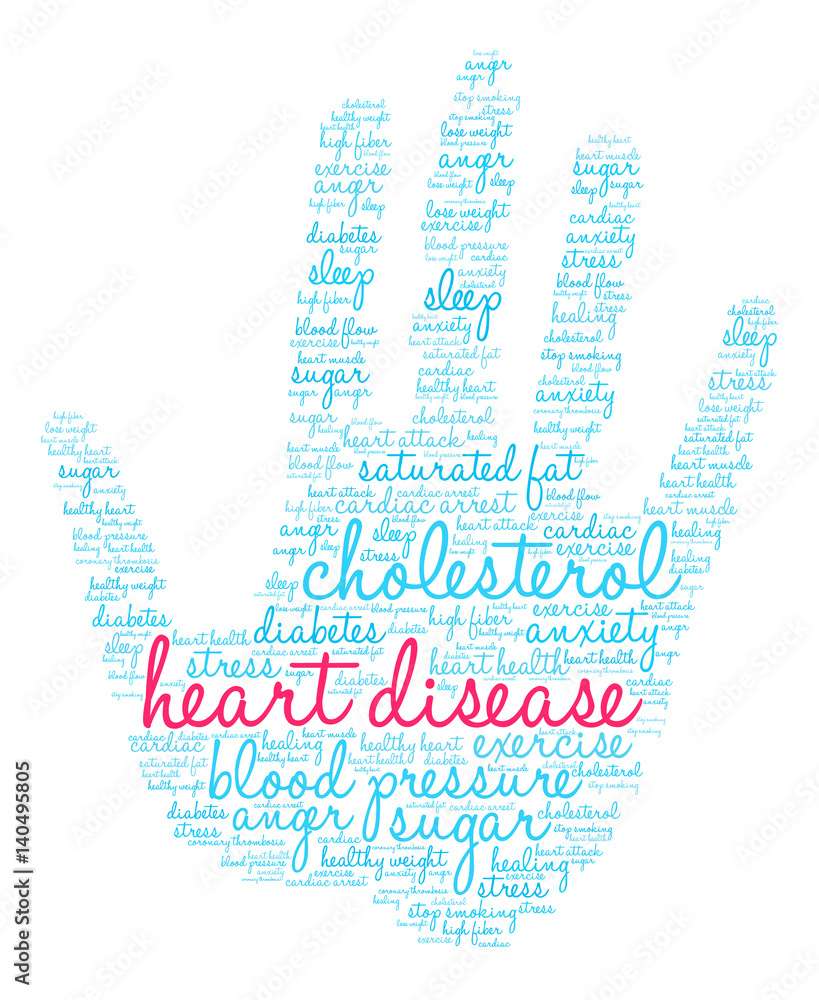 Heart Disease Word Cloud on a white background. Heart Disease Word Cloud on a white background.