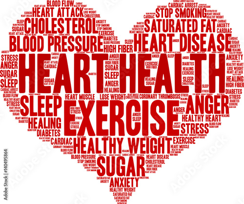 Heart Health Word Cloud on a white background. 