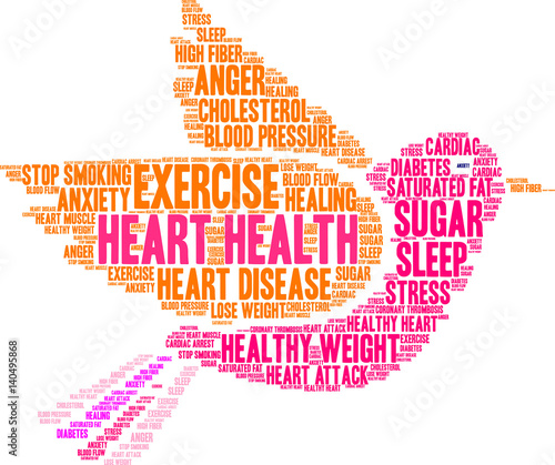 Heart Health Word Cloud on a white background. 