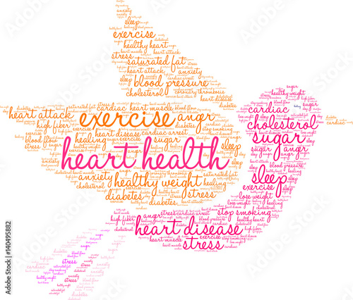 Heart Health Word Cloud on a white background.