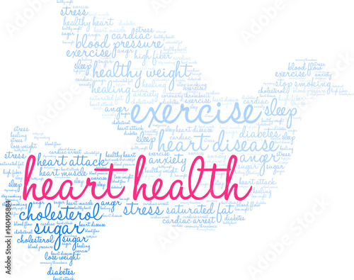 Heart Health Word Cloud on a white background.