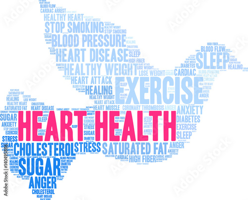 Heart Health Word Cloud on a white background. 