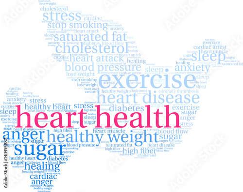 Heart Health Word Cloud on a white background. 