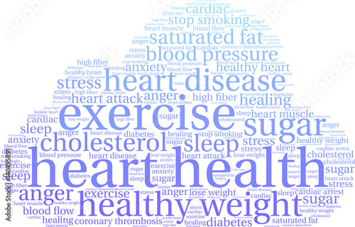 Heart Health Word Cloud on a white background. 