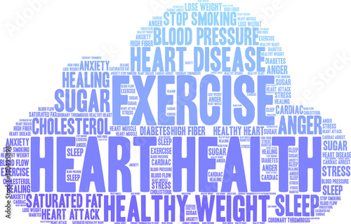 Heart Health Word Cloud on a white background. 