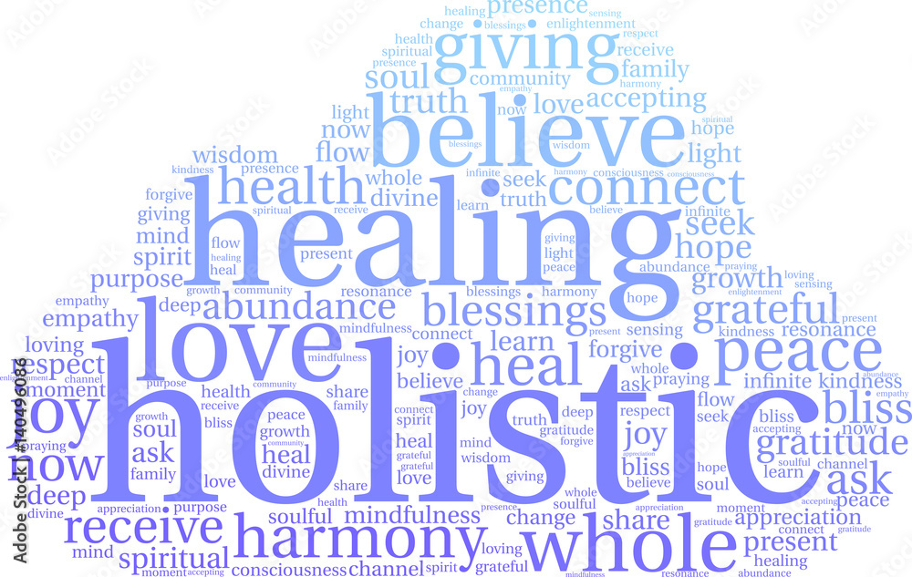 Obraz premium Holistic Word Cloud on a white background. 