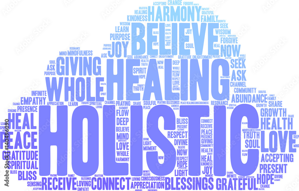 Obraz premium Holistic Word Cloud on a white background.