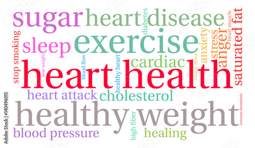 Heart Health Word Cloud on a white background.