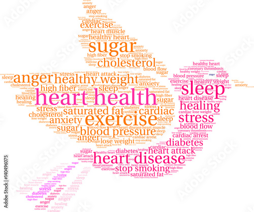 Heart Health Word Cloud on a white background. 