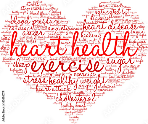 Heart Health Word Cloud on a white background. 