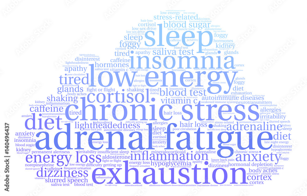 Obraz premium Adrenal Fatigue Word Cloud on a white background. 