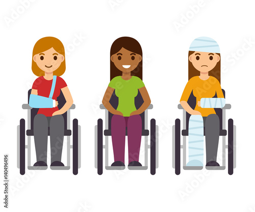 Women in wheelchairs set