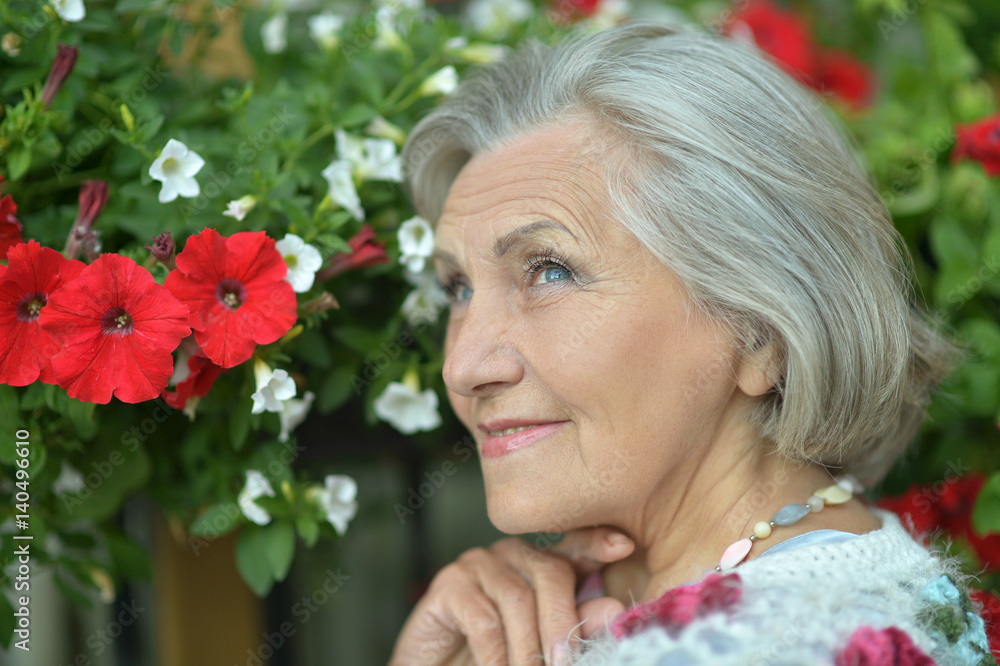 Naklejka premium Beautiful happy elderly woman