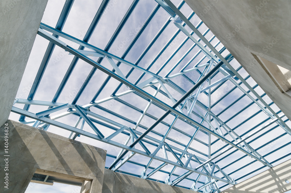 Structure of steel roof. Structure of steel roof.