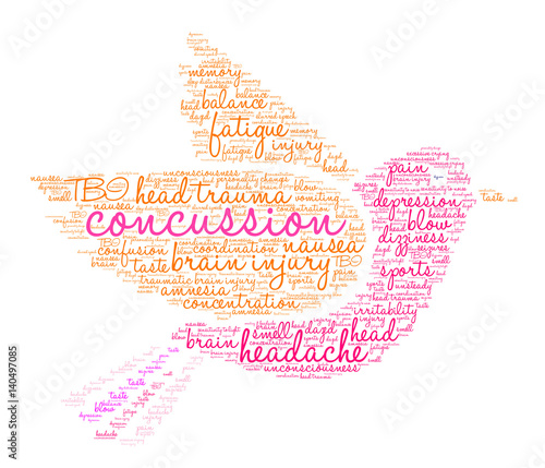 Concussion Word Cloud on a white background. 