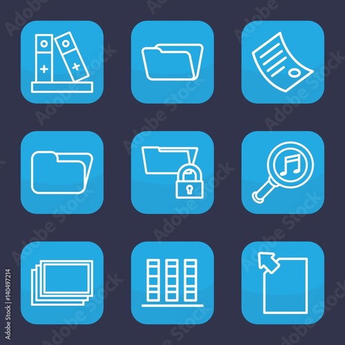 Set of 9 outline folder icons