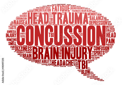 Concussion Word Cloud on a white background. 