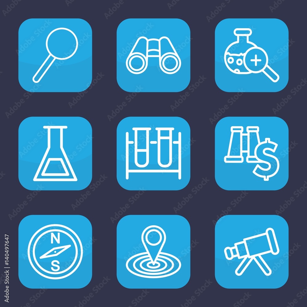 Set of 9 outline discovery icons Set of 9 outline discovery icons