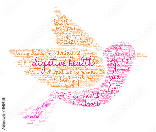 Digestive Health Word Cloud on a white background. 
