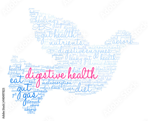 Digestive Health Word Cloud on a white background. 