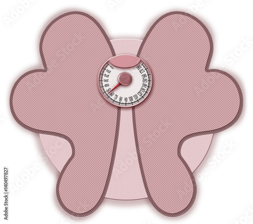 3D Illustration isolated pink weight scale in the form of butterfly