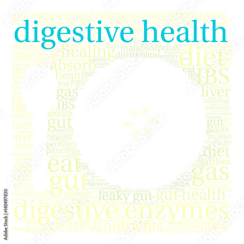 Digestive Health Word Cloud on a white background. 