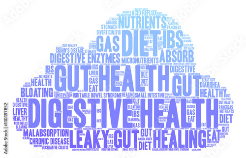 Digestive Health Word Cloud on a white background.