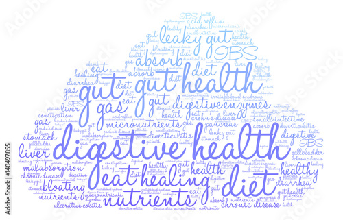 Digestive Health Word Cloud on a white background. 
